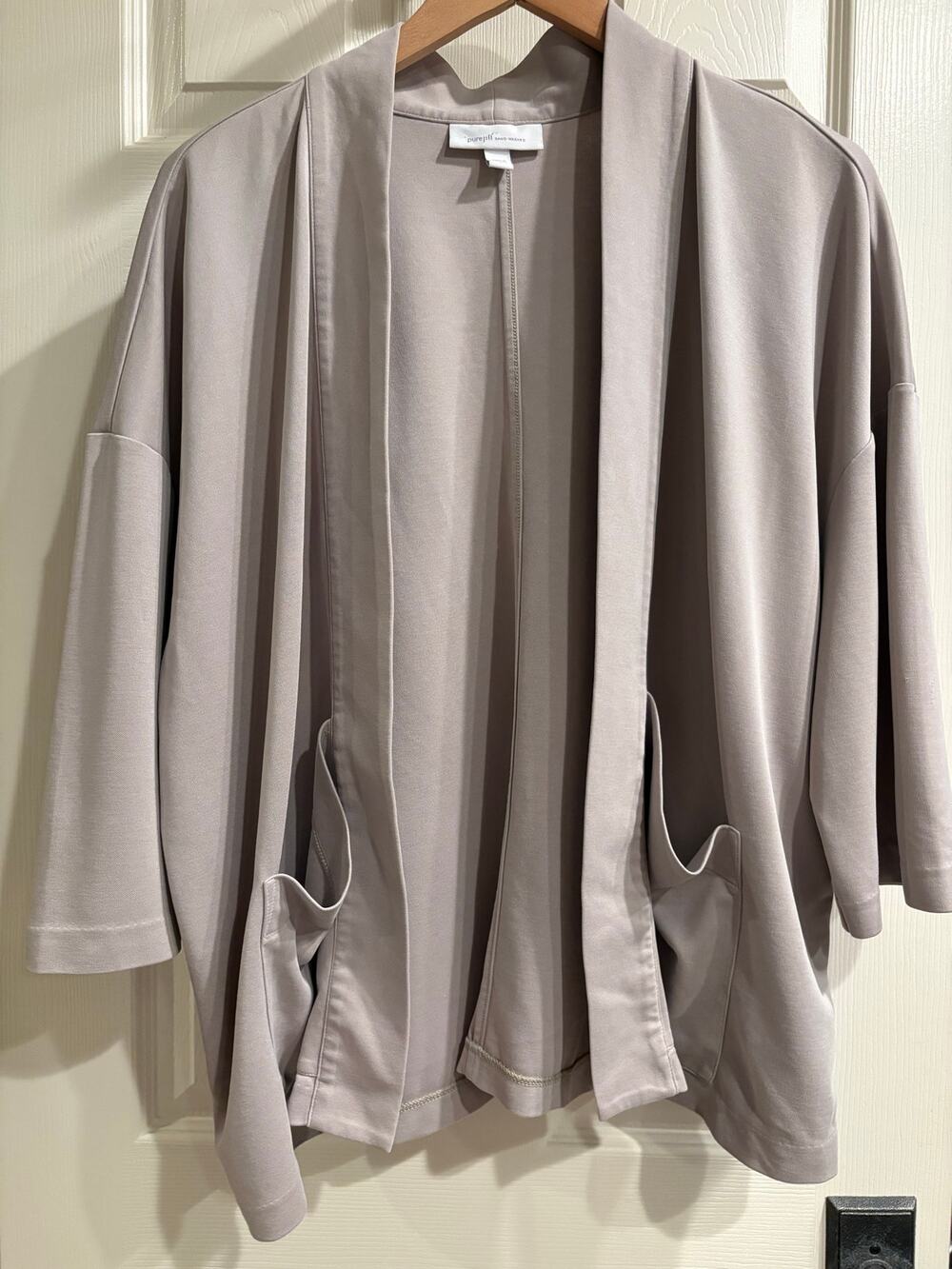 J. JILL Pure Jill Sand Washed Open Cardigan Size Large Tan Kimono Top Cozy